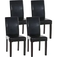 CLP Lot de 4 chaises de salle à manger Ina en similicuir avec piètement en bois noir ; couleur du piètement : marron foncé