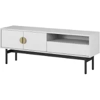 Selsey Stoon II - Meuble TV bas avec 1 tiroir et 1 compartiment ouvert, blanc, 154 cm
