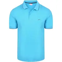 Sun68 Polo Col Rayé Fin Bleu Clair