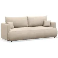 Selsey Ovo Mini - Canapé-lit 3 places avec coffre de lit, velours Easy-Clean, beige clair