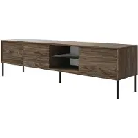 Selsey Modity - Armoire TV 3 portes avec étagère en verre et éclairage, 175 cm, aspect bois noyer