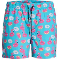 Jack & Jones Shorts de bain 'JPSTMaui' bleu clair / jaune / rose / rose clair