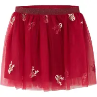 Name it Jupe 'VEROSS' caramel / rouge foncé / blanc