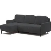 Selsey Hamiel – Canapé d'angle convertible avec coffre de rangement, velours côtelé, modèle universel, bleu-gris