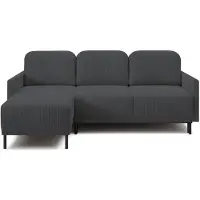 Selsey Hamiel – Canapé d'angle convertible avec coffre de rangement, velours côtelé, modèle universel, bleu-gris