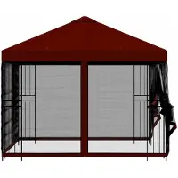 vidaXL Kiosque de jardin avec parois latérales, 3 x 3 m, rouge bordeaux