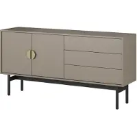 Selsey Stoon II - Meuble TV bas avec 2 portes et 3 tiroirs, couleur gris pierre, 154 cm