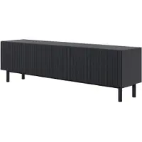 Selsey Veldio New - Buffet TV avec façade rainurée, noir, 140 cm