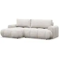 Selsey Ombo Mini - Canapé d'angle convertible avec coffre de rangement et revêtement en tissu éponge, gris-beige, version gauche