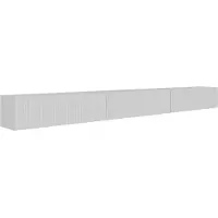 Selsey Veldio - Buffet TV suspendu avec façades striées, 300 cm, blanc