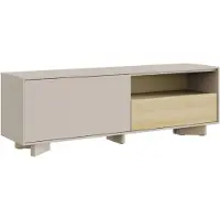 Selsey Distria – Meuble TV bas avec tiroir gris cachemire / aspect bois de chêne, 140 cm