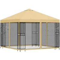 vidaXL Kiosque de jardin avec parois latérales, 3 x 3 m, couleur crème