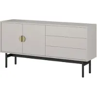 Selsey Stoon II - Meuble TV bas avec 2 portes et 3 tiroirs, couleur taupe, 154 cm