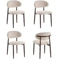 Furnihaus - Lot de 4 chaises de salle à manger Celia Beige Noyer Santi, style Japandi