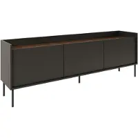 Selsey Tovi - Armoire TV 3 portes, 175 cm, Noir / Imitation bois Noyer