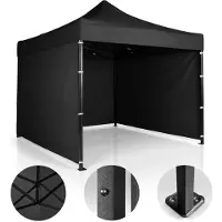 Plonos PL-300, tente pliante pour jardin, dimensions 3 x 3 mètres, 3 parois, couleur noire