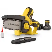 Powerplus 2 Bat 12v 2.0ah 100 Mm Mini Cordless Pruner Chainsaw Jaune One Size / EU Plug 220V