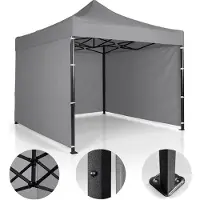 Plonos PL-300, tente pliante pour jardin, dimensions 3 x 3 mètres, 3 parois, couleur grise
