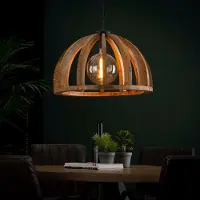 Lyora Lampe pendante en bois pour table à manger Orba Ø 60cm - E27