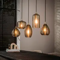 Lyora Lampe pendante de salle à manger Stripe 5 lumières - verre nervuré