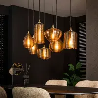 Lyora Lampe pendante de salle à manger Stripe 7 lumières - verre nervuré