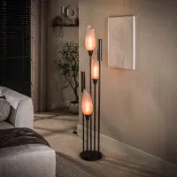 Lyora Lampe sur pied élégante Cocoon 3x E27 - 2x GU10 - verre dépoli