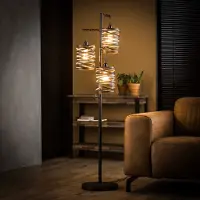 Lyora Lampe de sol de campagne Spindle 3x E27 - Gris ardoise