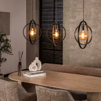 Lyora Lampe pendante de table à manger Turn 3L - Ø 40cm - charbon de bois