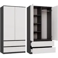 Top E Shop Armoire d'entrée 90 cm TAAVI - anthracite / blanc