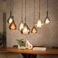 Lyora Lampe suspendue de table à manger à 7 lumières Wings Ø verre de 22 cm
