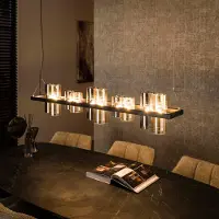 Lyora Lampe suspendue Cylinder 130cm - verre fumé et ambré