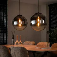 Lyora Lampe pendante 2L Bubble avec du verre argenté qui s’estompe.