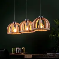 Lyora Lampe pendante en bois pour table à manger Orba 3x Ø 30cm