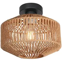 Steinhauer Lampe de plafond Ropex avec teinte en rotin Ø23cm