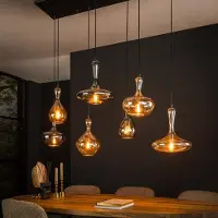 Lyora Lampe pendante de conception Karaf 7 verres - ambre et fumée