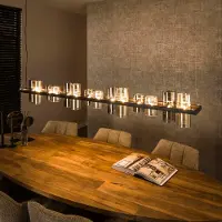 Lyora Lampe suspendue Cylinder 190 cm - verre fumé et ambré
