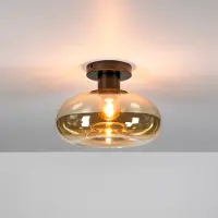 Lyora Lampe de plafond en verre Soll Ø 27cm - verre ambré