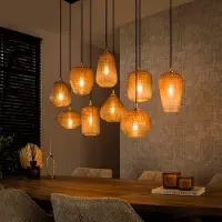 Lyora Lampe pendante XXL Dot 9 verres ambrés qui s’estompent