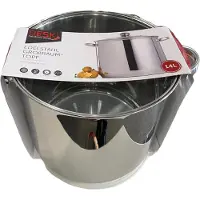 Merkloos DESKI Casserole à grande capacité en acier inoxydable 14 Ltr. avec couvercle en verre Casserole