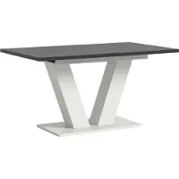 Ebuy24 Motion table de salle à manger pieds V 90x150/190 cm avec 1 rallonge gris, blanc.