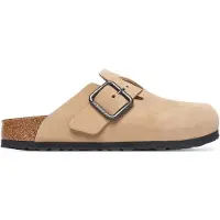 Birkenstock pour homme. 1031573 Sandales en cuir Boston Wire Buckle (Ajustement Étroit) sable (43), Beige, Plat, Nubuck, Boucle, Casuel