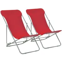 vidaXL Chaises de plage pliantes 2 pcs. acier et tissu Oxford rouge