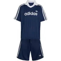 Adidas Originals Set 'LOOSE POLO PINSTRIPE SHORT TEE' bleu marine / blanc