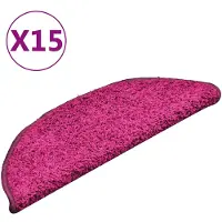 vidaXL Tapis d'escalier 15 pièces 56 x 17 x 3 cm Rose Demi-rond