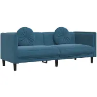 vidaXL Canapé 3 places avec coussins bleu velours