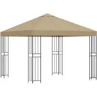 vidaXL Tente de jardin 3 x 3 m, beige, polyester et acier, 190 g/m²