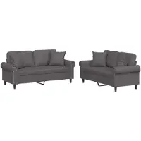 vidaXL Ensemble de canapés 2 pièces avec coussins Gris Similicuir