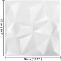 vidaXL Panneaux muraux , lot de 12, motif diamant, blanc, 50 x 50 cm, mousse XPS