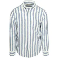 Gant Chemise Coton Lin Rayée Bleu