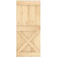 vidaXL Porte coulissante , finition naturelle et blanche, 90 x 210 cm, pin massif